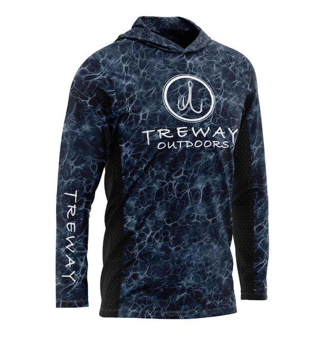 Treway Blue Grey Cell-Tek Performance Hooded Long Sleeve + Treway Buff