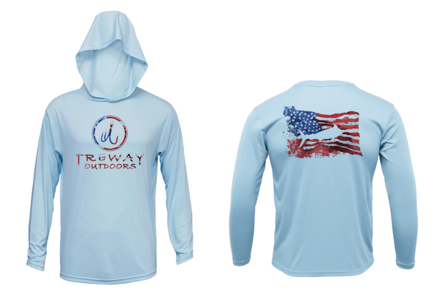 Treway Outdoors Flag Marlin Hooded Long Sleeve