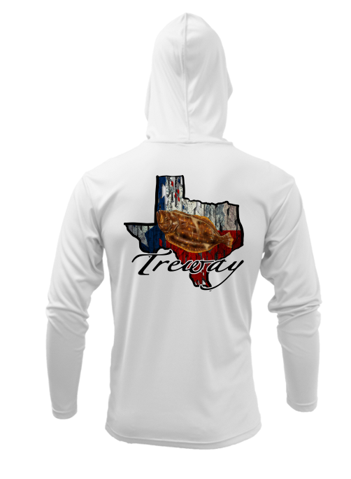 Treway Outdoors Flounder Texas Outline Performance Hooded Long Sleeve