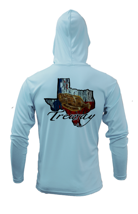 Treway Outdoors Flounder Texas Outline Performance Hooded Long Sleeve
