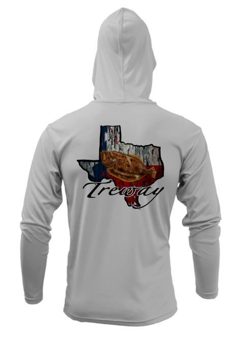 Treway Outdoors Flounder Texas Outline Performance Hooded Long Sleeve