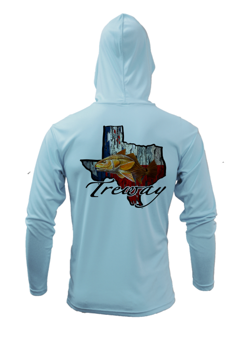 Treway Outdoors Redfish Texas Outline Performance Hooded Long Sleeve