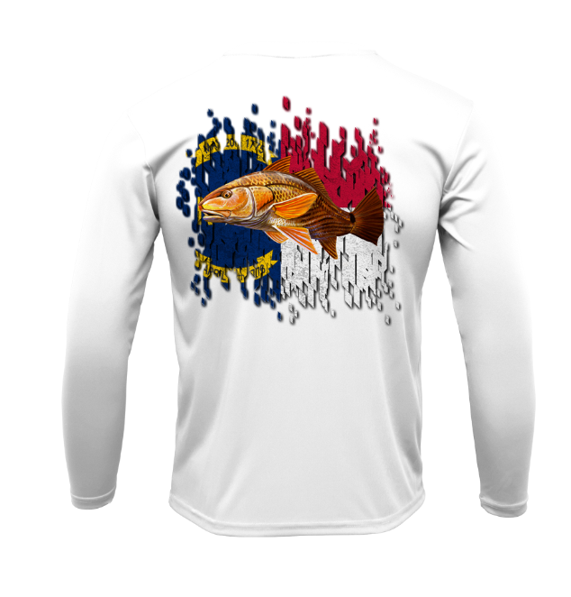 Treway Outdoors Redfish NC Flag Performance Long Sleeve