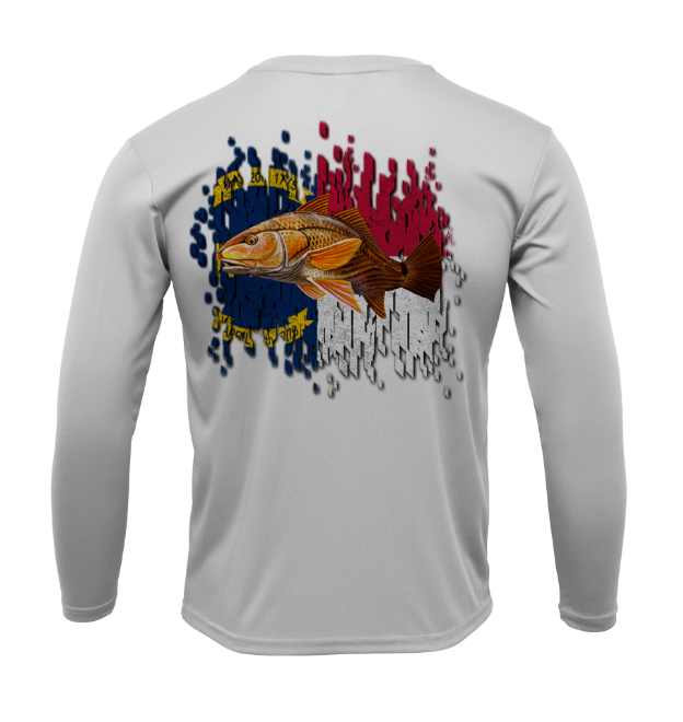 Treway Outdoors Redfish NC Flag Performance Long Sleeve