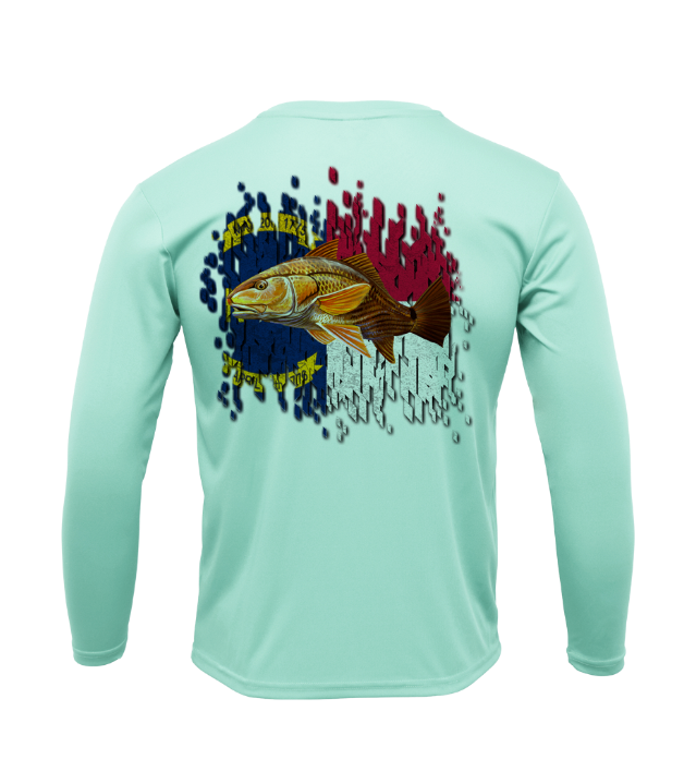 Treway Outdoors Redfish NC Flag Performance Long Sleeve