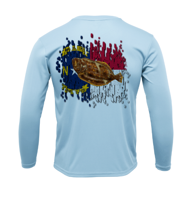 Treway Outdoors Flounder NC Flag Performance Long Sleeve