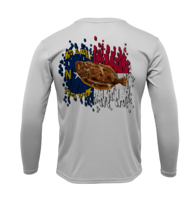 Treway Outdoors Flounder NC Flag Performance Long Sleeve