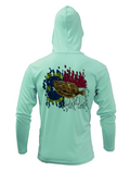 Treway Outdoors Flounder NC Flag Performance Hooded Long Sleeve