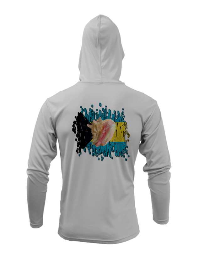 Treway Outdoors Conch Bahamas Flag Hooded Long Sleeve