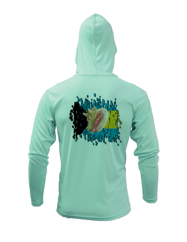 Treway Outdoors Conch Bahamas Flag Hooded Long Sleeve