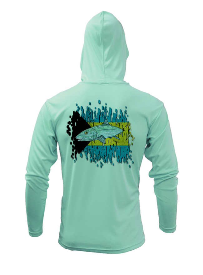 Treway Outdoors Bonefish Bahamas Flag Hooded Long Sleeve