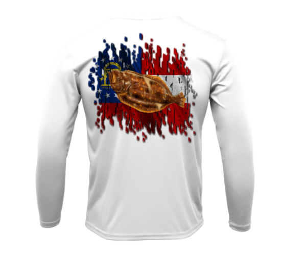 Treway Outdoors Flounder Georgia Flag Performance Long Sleeve